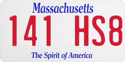 MA license plate 141HS8