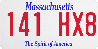MA license plate 141HX8