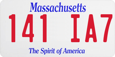 MA license plate 141IA7