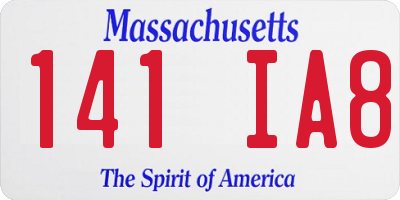 MA license plate 141IA8