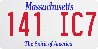 MA license plate 141IC7
