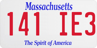 MA license plate 141IE3