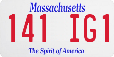 MA license plate 141IG1