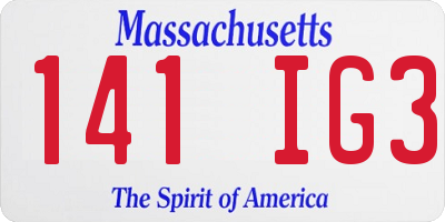 MA license plate 141IG3