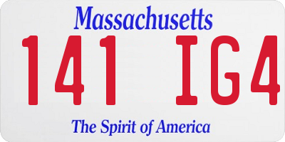 MA license plate 141IG4