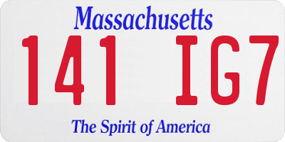 MA license plate 141IG7