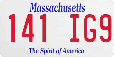 MA license plate 141IG9