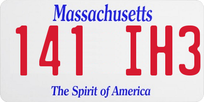 MA license plate 141IH3