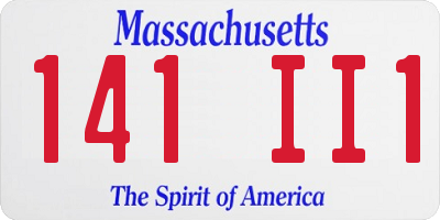 MA license plate 141II1