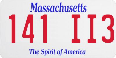 MA license plate 141II3