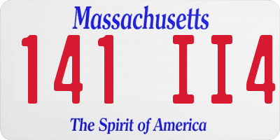 MA license plate 141II4