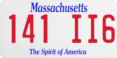 MA license plate 141II6