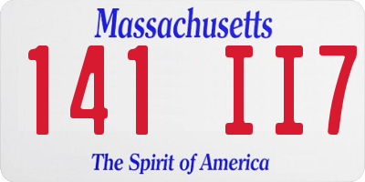 MA license plate 141II7