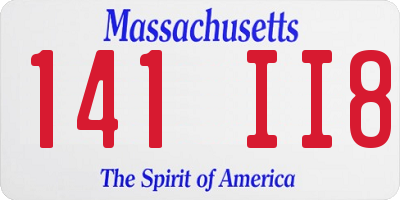 MA license plate 141II8