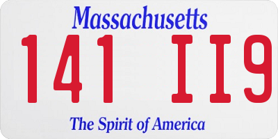 MA license plate 141II9