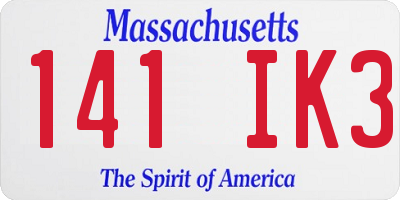 MA license plate 141IK3