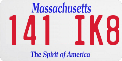 MA license plate 141IK8