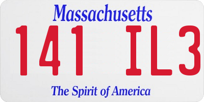 MA license plate 141IL3