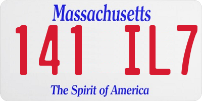 MA license plate 141IL7