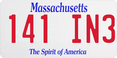 MA license plate 141IN3