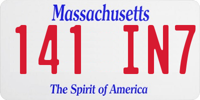 MA license plate 141IN7