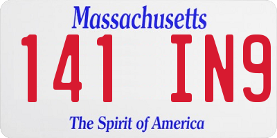 MA license plate 141IN9