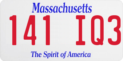 MA license plate 141IQ3