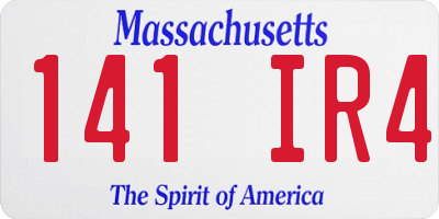 MA license plate 141IR4