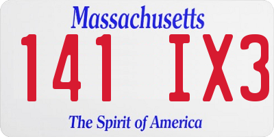 MA license plate 141IX3