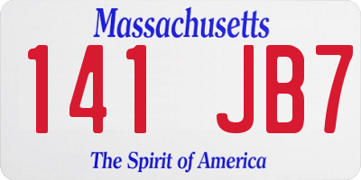 MA license plate 141JB7