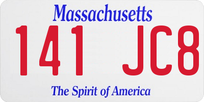MA license plate 141JC8