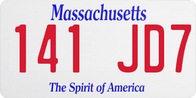 MA license plate 141JD7