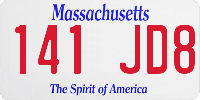 MA license plate 141JD8