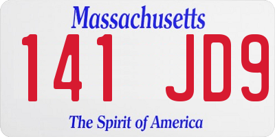 MA license plate 141JD9
