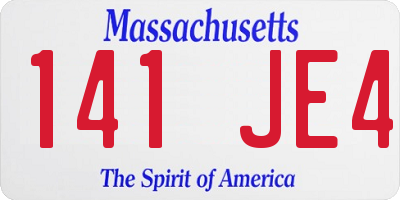 MA license plate 141JE4