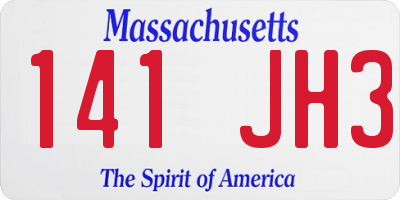 MA license plate 141JH3