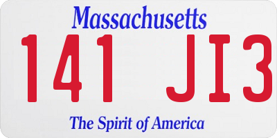 MA license plate 141JI3