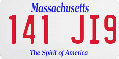 MA license plate 141JI9