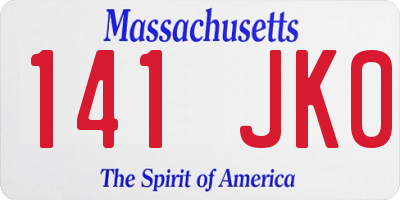MA license plate 141JK0