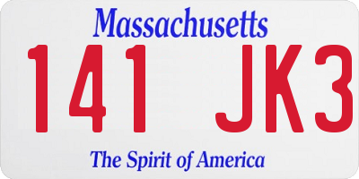 MA license plate 141JK3