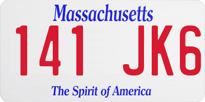 MA license plate 141JK6