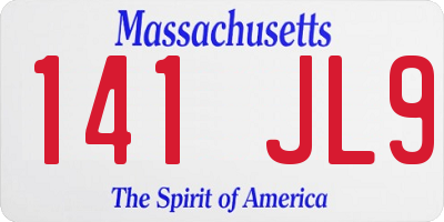 MA license plate 141JL9