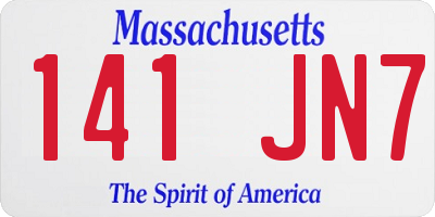 MA license plate 141JN7