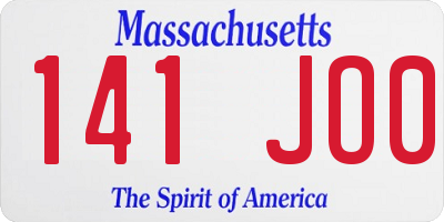 MA license plate 141JO0