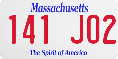 MA license plate 141JO2