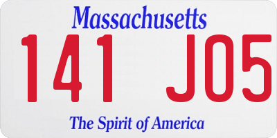 MA license plate 141JO5