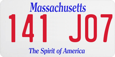 MA license plate 141JO7