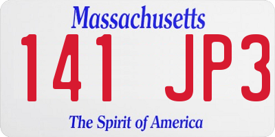 MA license plate 141JP3