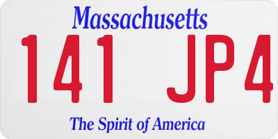 MA license plate 141JP4