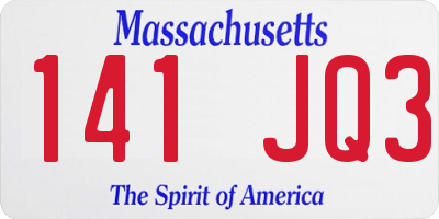 MA license plate 141JQ3